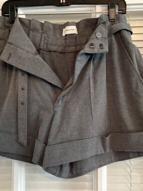 Abercrombie & Fitch Charcoal Gray Pleated High-Waist Shorts